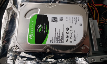 a pc hard disk ready to be installed into a pc by a pc upgrader flying moth ltd stevenage herts